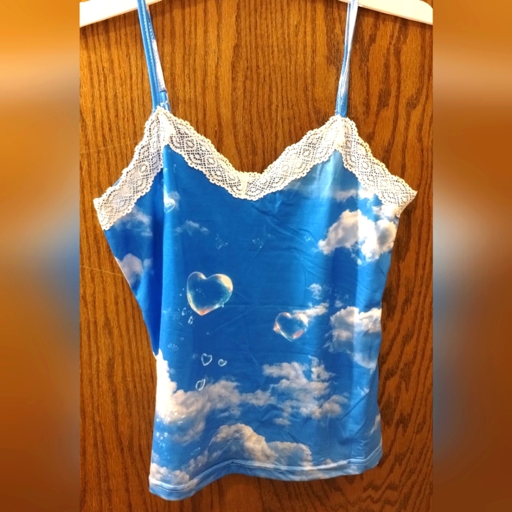 Dreamy Cloud and Bubble Print Tank Top/Camisole